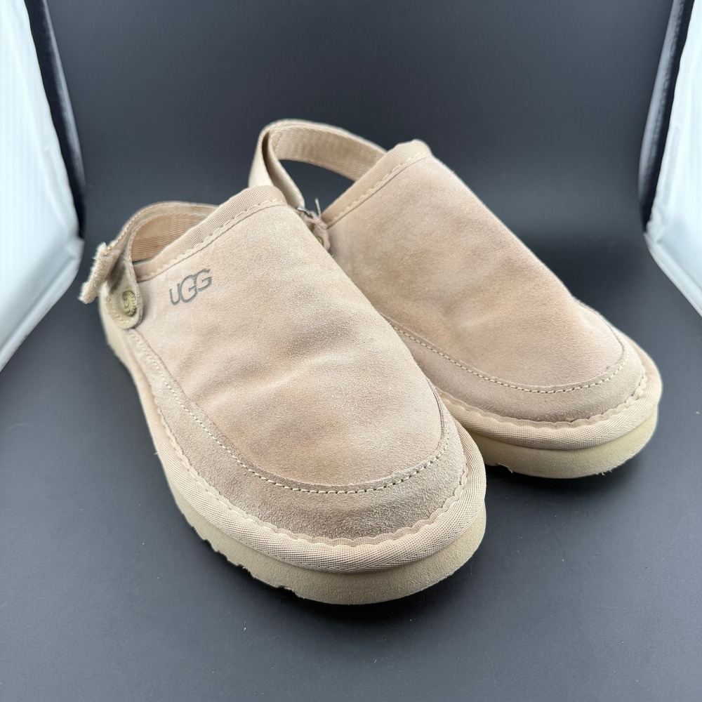 UGG Goldenstar Clog Driftwood Suede Platform Slingback Sandals Tan Mens 10‎